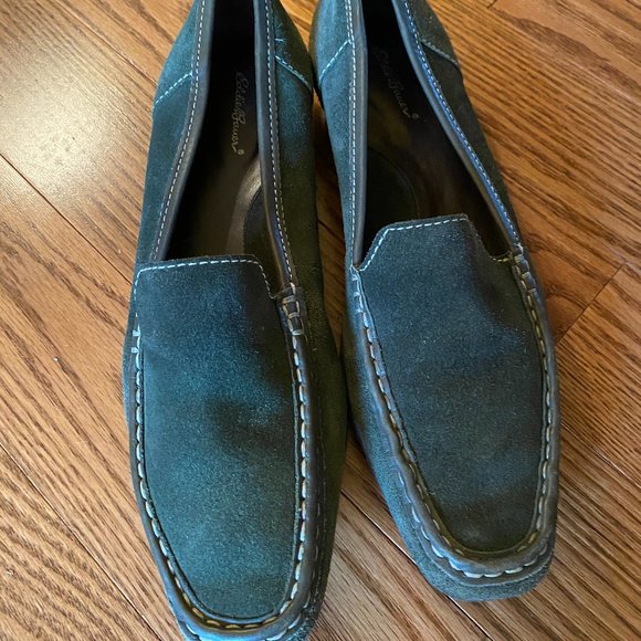 Eddie Bauer Green Suede Loafers Size 10 - Picture 2 of 6
